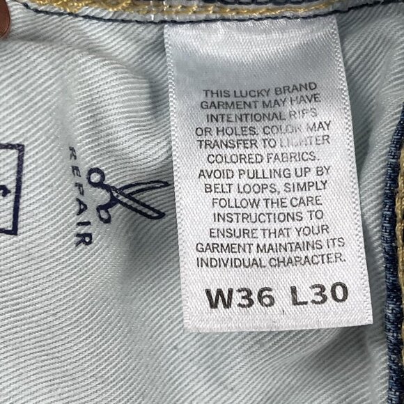 Lucky Brand Jeans Mens 36x30 410 Athletic Straight Blue Mid Rise Denim - Picture 9 of 10